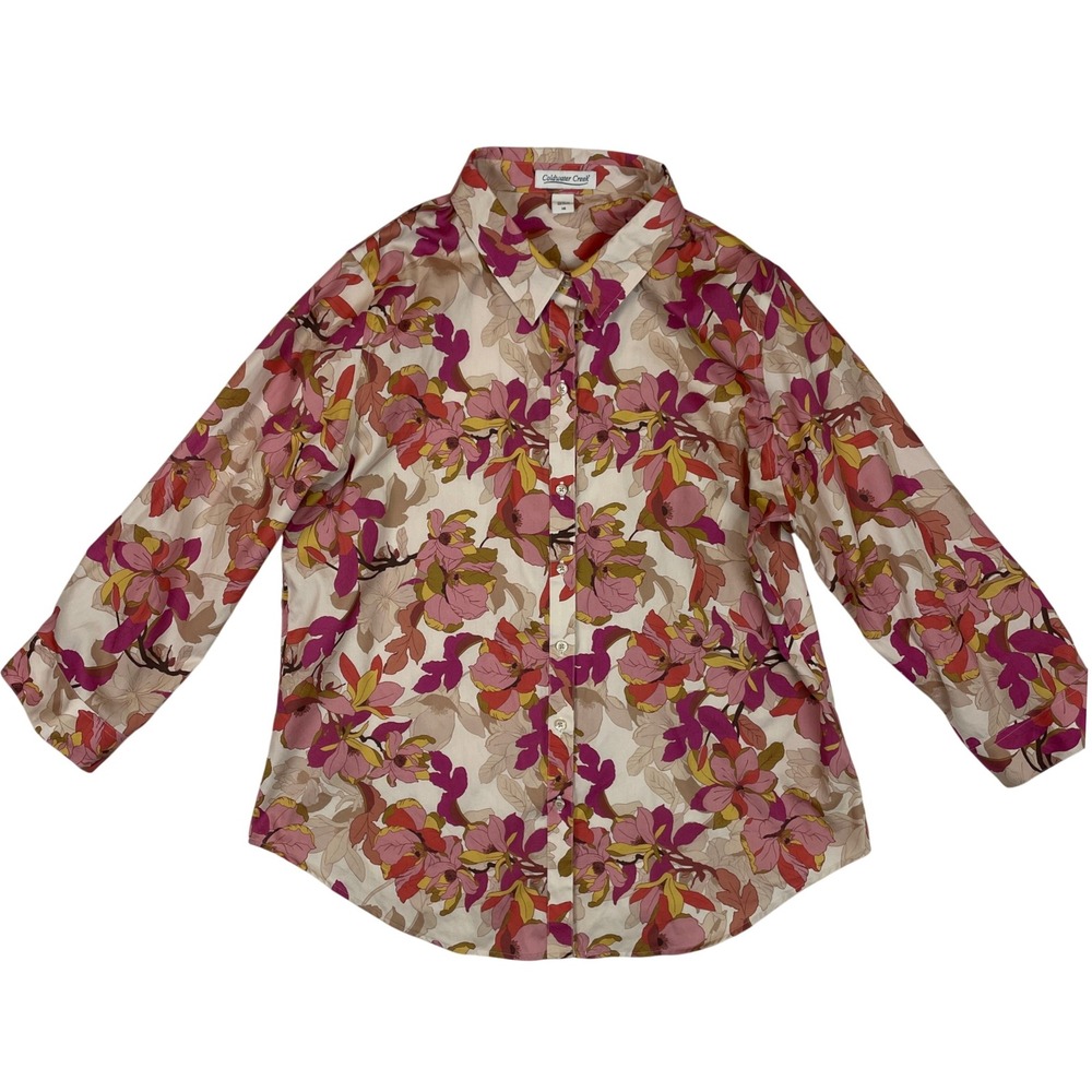 Coldwater‎ Creek Floral Button Down Shirt Long Sleeve Women's Size 14 - Picture 2 of 7